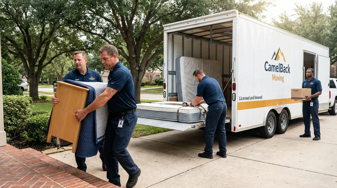 Crew loading residential truck for cross-state move from Dauphin Island, AL