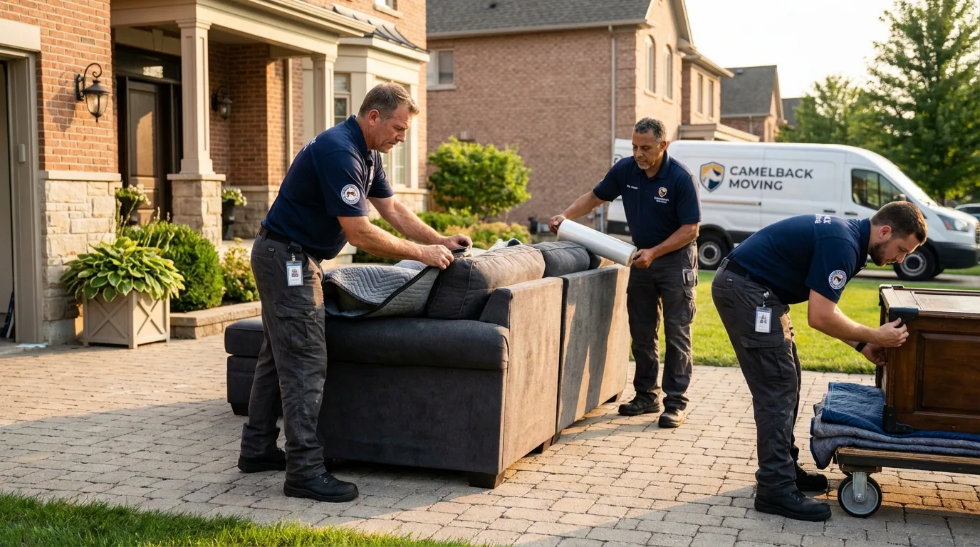 Large estate moving crew wrapping furniture in Dauphin Island, AL