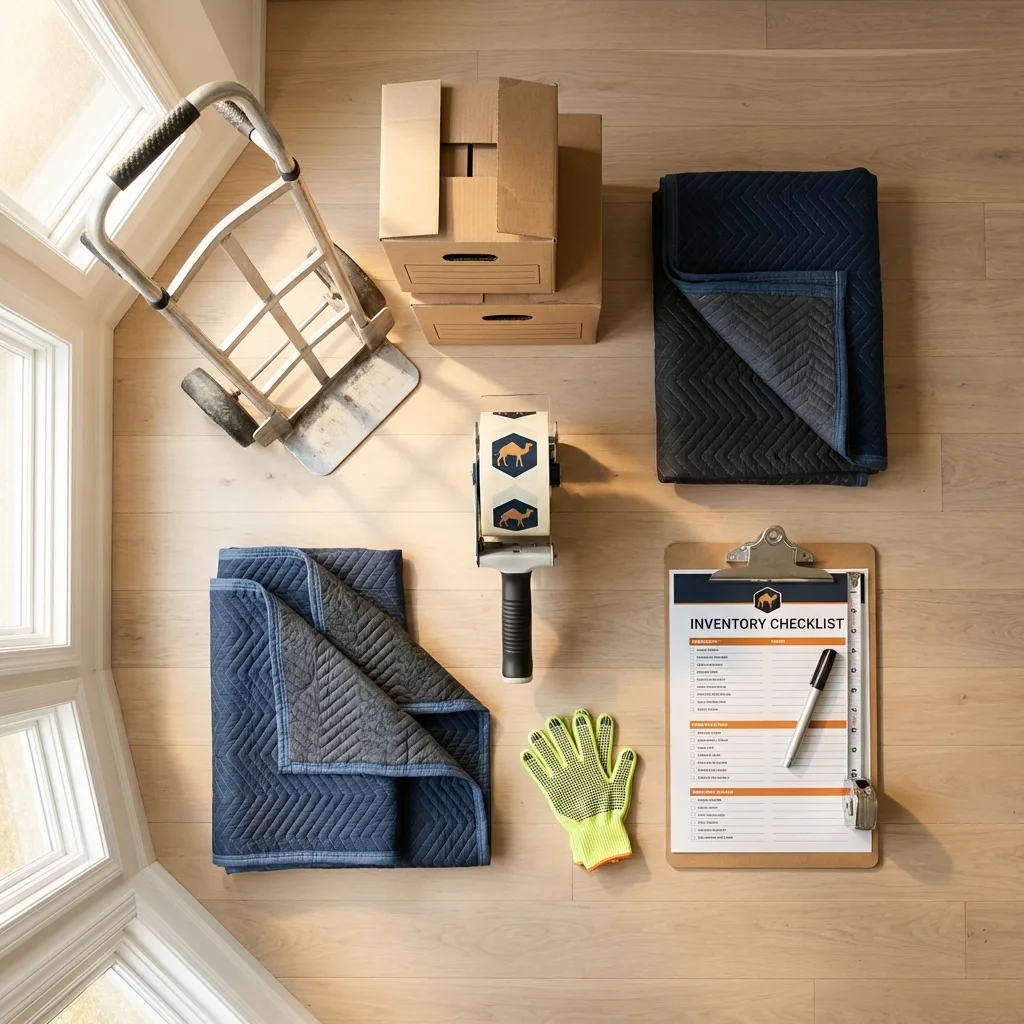 Professional moving supplies and packing materials layout for Dauphin Island residential relocations